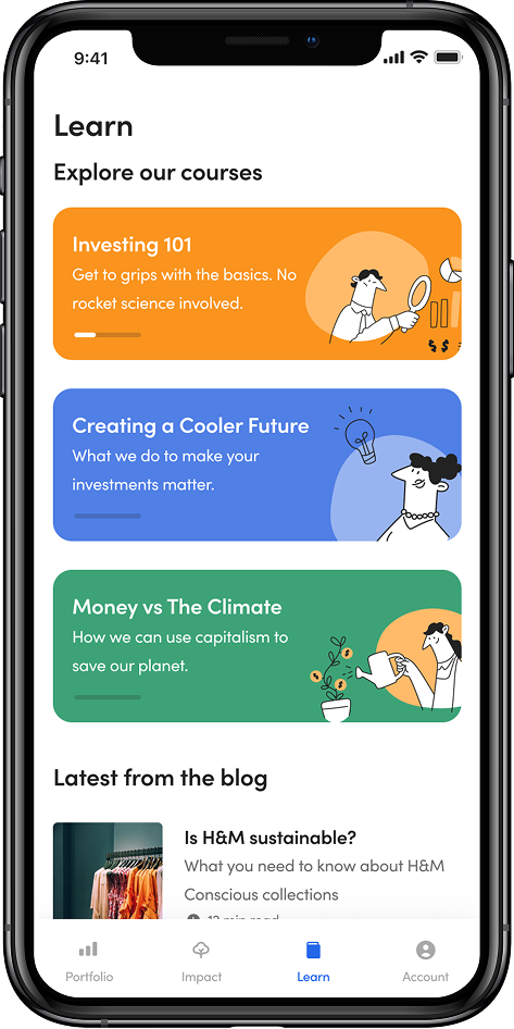 Learn section — courses and blog